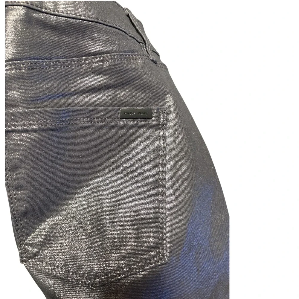 White House Black Market Skinny Ankle Mid Rise Coated Pewter Jeans, Size 6 - Picture 5 of 7